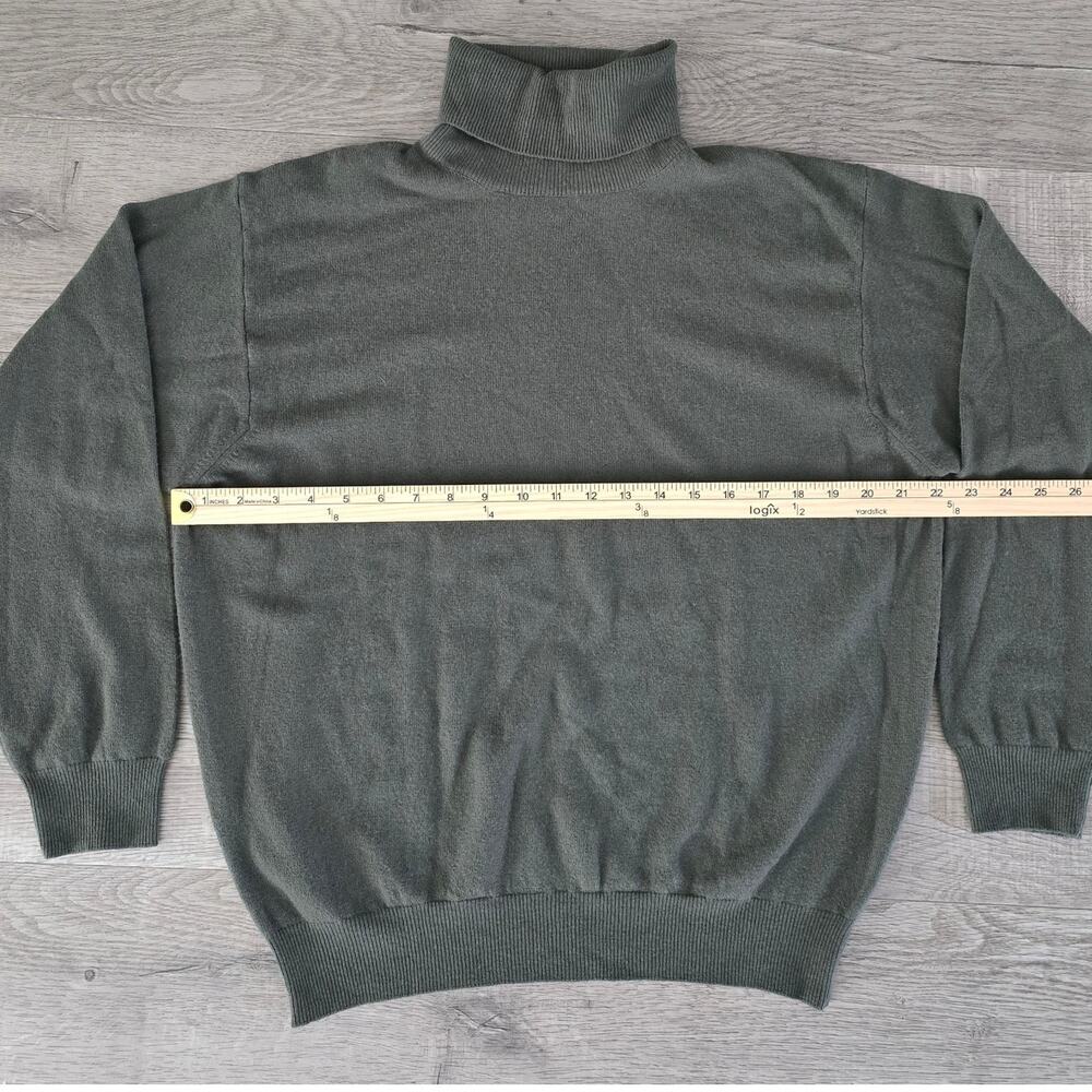 Benetton Cashmere Turtleneck Sweater Green Italy Minimalist Soft Cozy Luxury - Picture 4 of 6